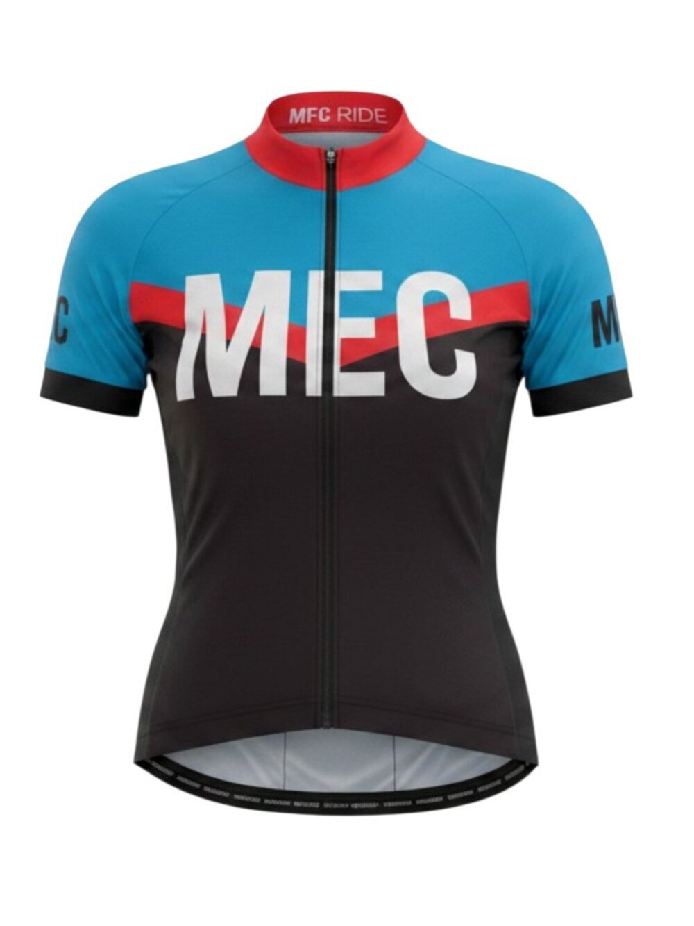 MEC Blue Black Full Zip Cycling Jersey Road Bike Performance women's s